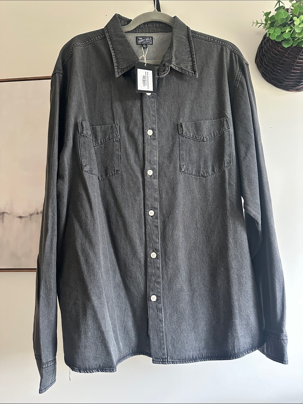 Vintage Supply Co. Men's Casual Button-Down Shirt - Charcoal